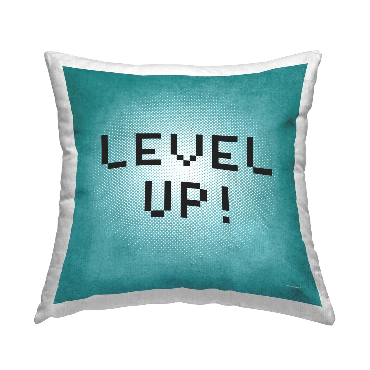 Level Up Pixel Phrase Design by Yass Naffas Designs Throw Pillow